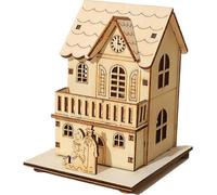 Christmas Village Houses: Led Light Wooden House with Battery, Unfinished Rustic Holiday Village Decor, Perfect for Christmas Table Centerpieces, Xmas Party Decorations, DIY Crafts