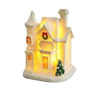 Christmas Village Houses Light Up Village Scene Cottage with Light,Mini White Xmas House Buildings Figurines Ornaments for Mantel,Tabletop,Holiday Display Luminous Snow House (Style B)