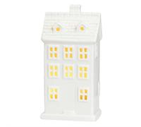 Christmas Village Houses, White Ceramic Christmas Village Set with Illumination and Remote Control, Rustic Farmhouse Holiday Decor for Home Tabletop Display and Indoor Xmas Decorations (RH2282 1pcs)