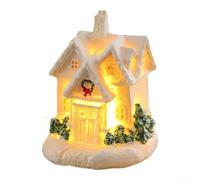 Christmas Village Houses With Figurines And LED Lights, Battery Powered Resin Holiday Decorations For Creating Warm Festive Environments(302 and F)
