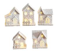 Christmas Village Houses with LED Snow-Filled Wood Christmas Village Decorations 5PCS/Set Realistic Winter-Scene Festive Sets for Decorating HOME.