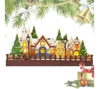 Christmas Village Lighted - Christmass Light Cottage, House Ornament Table | Wrought Iron Fence Houses Chriistmas Village Collection, Indoor Room Decor Glowing Log Cabin Ornaments for Indoor