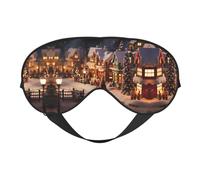 Christmas Village Print Soft Eye Mask/Sleep Eye Mask/Blackout Eye Mask, Suitable for Travel/Office/Yoga/Nap