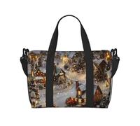 Christmas Village Print Travel Duffel Bag, Lightweight Water-Resistant Weekender Spacious Gym & Travel Bag for Men, Women & Teens