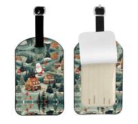 Christmas Village Printed Suitcase Tag, Microfiber Leather Travel Shield, Secure Privacy Label, for Backpack ID