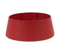 Christmas Village Faux Rattan Christmas Tree Skirt - 65cm Base Diameter, Durable Snap-Together Design, Fits Tree Stands up to 63cm - Red