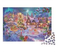 Christmas Village Scene 1000 Piece Jigsaw Puzzle Bundle for Adult Family Premium Festive Town Square Recycled Cardboard Home Decoration Wall Display Brain Challenge 38x26cm/1000pcs