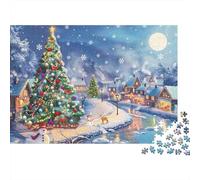 Christmas Village Scene 1000 Piece Matte Cardboard Tree Path Snow Art Family Puzzle for Teens Easy to Grip Family Activity Eco-friendly 70x50cm/1000pcs
