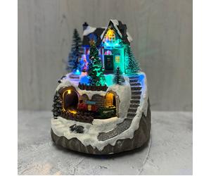 Christmas Village Scene Ornament Light Up Decoration Winter Xmas Mini Wooden