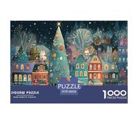 Christmas Village Scene Smooth Surface Pieces Great for Improving Patience, Focus And Cognitive Ability in Spare Time 38x26cm/1000pcs