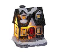 Christmas Village Set - Light Up Small Village | Led Lighted Miniature House, Small Resin Cottage Figure, Winter Holiday Accents, Christmas Decorations Seasonal Electric Figures for Fireplace, Desktop