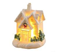 Christmas Village Set with LED Lights, Resin Houses and Figurines for Display on Tables, Mantles, and Other Indoor Holiday Settings (302 and F)