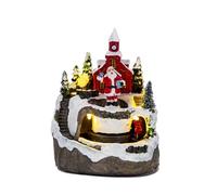 Christmas Village Set With Moving Train, Music, LED Lights - Animated Santa Scene Ornament - Battery Powered - Electric Light Up Christmas Decoration