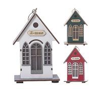 Christmas Village Sets, 3pcs Wooden Christmas Village Houses Decorations Ornaments, Miniature Log Cabin Christmas Scene Decorations, Light Up Christmas Ornaments For Christmas Tree Pendant Decoration