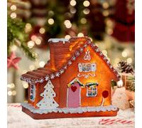 Christmas Village Sets, Christmas Light Up Ornaments, Resin Christmas Gingerbread House with Light, Christmas Mini Luminous Snow House Ornaments Decoration, Christmas House Snowman Desktop Ornaments