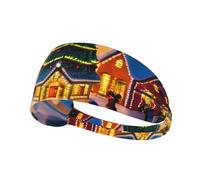 Christmas Village Sports Headband For Men Women Tennis Sweat Band For Workout Sports Headbands Elastic For Running