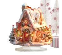 Christmas Village Table Decor - LED Acrylic Ornament, Lighted Holiday Display, Festive Cabin Scene, Winter Decoration | Christmas Village Centerpiece for Office, Dining Table, Tea Room, Studio, Season