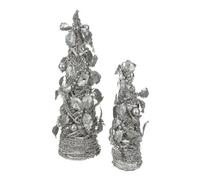 Christmas Village Twin Collapsible Christmas Tinsel Tree - Handcrafted Pop Up Artificial Xmas Trees With Easy Assembly Stands