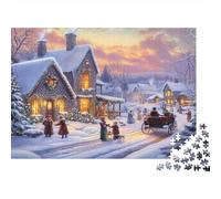 Christmas Village-Winter Festive Scene 1000 Piece Jigsaw Puzzle As Interlocking Puzzles Personalised Jigsaws Winter Town for Anxiety Relief Games during Family Puzzle Night 70x50cm/1000pcs