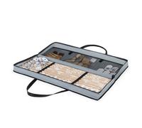 Christmas Village Wrapping Paper Fabric Storage Bag Grey With Pouch Handles Mesh Pockets And Zip Closure Dust Resistant