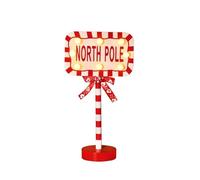 Christmas vintage lights, Santa Claus parked here, road signs, Christmas wooden tabletop, home decor, New Year's gifts(Blu)