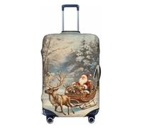 Christmas vintage reindeer sleigh Travel Luggage Covers - Elasticity Suitcase Covers Protector for Luggage 18-32 Inch