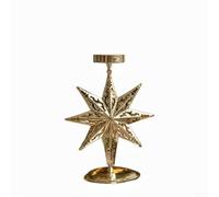 Christmas vintage style iron candle holder with snowflake and tree details, suitable for decorative use at parties and creating cozy festive lighting (Stars)
