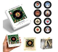 Christmas Vinyl Magnet, Fridge Magnet Music Player Mini Record Player | Festive magnetic music box with LED light, tap-to-play NFC, 9 Christmas vinyl records, 128MB storage, USB-C, acrylic frame