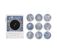 Christmas Vinyl Player Fridge Magnets NFC Music 9 Record Box with Discs | Retro Fridge Music Magnet Player, 9 Programmable NFC Vinyl Discs, LED Light Up Sound System, Unique Xmas Desk Decor Gift