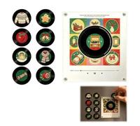 Christmas Vinyl Record Player Fridge Magnet with 9 NFC Music Discs | NFC Music Fridge Magnet, Retro Record Player Decor, Programmable Vinyl Sound Player, LED Light Up Xmas Gift