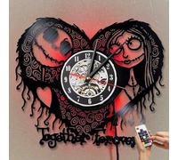 Christmas Vinyl Record Wall Clock With 7 Colors LED Remote Control - Nightmare Themed Silent Clock for Birthday, Halloween, Living Room, Bedroom, Kitchen, Office Decor