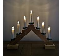 Christmas W White BATTERY 31cm Indoor Pine Wood Candle Arch bridge