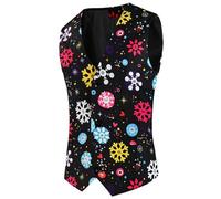 Christmas Waistcoat Mens Festive, Christmas Vest for Men Red Happy Santa Claus Christmas Waistcoat Regular Fit Prints Novelty Waistcoat Fun Xmas Waistcoat Christmas Coat Fancy Dress Informal Presents