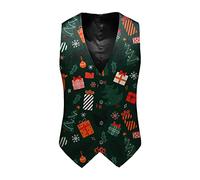 Christmas Waistcoat Mens Fun, Suit Vest with Pockets Xmas Tank Suits Novelty Santa Claus Blazer 3d Printed Snowman Waistcoat Xmas Waistcoats Waist Coat for Business Tuxedo Party Wedding