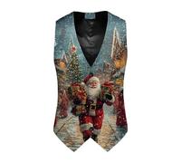 Christmas Waistcoat Mens Fun Waistcoat Fun Christmas Festive Happy Santa Claus Xmas Holiday Dress V-Neck Snowflake Xmas Waistcoats V Neck Sleeveless Slim Fit Party Costumes Party Dress Up Vest Suit