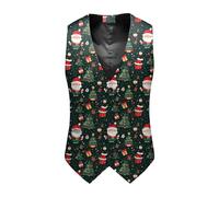 Christmas Waistcoat Mens Fun Waistcoat Fun Christmas Festive Happy Santa Claus Xmas Holiday Dress V Neck Snowflake Xmas Waistcoats Party Dress Up Costumes V Neck Sleeveless Slim Fit Party Vest