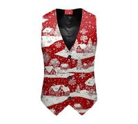 Christmas Waistcoat Mens Fun Waistcoat Fun Christmas Festive Happy Santa Claus Xmas Holiday Dress V-Neck Snowflake Xmas Waistcoats V Neck Sleeveless Slim Fit Party Costumes Party Dress Up Vest Suit