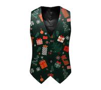 Christmas Waistcoat Mens Fun Waistcoat, Suit Vest with Pockets Fun Waistcoat Christmas Festive Happy Santa Claus Xmas Waistcoats Necktie Pocket Xmas Waistcoat Christmas Festive Uk Xmas Suit Vest Set