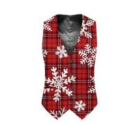 Christmas Waistcoats for Men, Vest Festival Christmas Uk Happy Santa Claus Xmas Vests Men's Vest Waistcoats V Neck Sleeveless Slim Fit Xmas Waistcoat Waist Coat Party Snowflake Suit Holiday Business