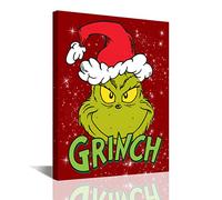Christmas Wall Art for Living Room Bedroom Home Decorations Green and Red Fun Cute Grinch Themed Xmas Holiday Kids Wall Art Grinch Christmas Canvas Prints 12x16" Rustic Artwork Christmas Tree Poster