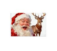Christmas Wall Art Snowman Wall Decor Santa Claus happy laughing reindeer winter xmas Painting for Living Room Bedroom Santa Claus Canvas Christmas Pictures Home Decor105x70cm(41x28in)Frameless