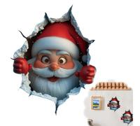 Christmas Wall Decals - Large 3D Santa Claus Christmas Wall Stickers,Break-The-Wall Santa Claus 3D Wall Decal,C-hristmas Cartoon Santa Sticker for Living Room, Bedroom, Holiday Walls Art Decoration