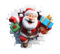 Christmas Wall Decals - Removable 3D Visual Design Art Cling,Cristmas Break Through The Wall Stickers - for Home Apartment Bedroom Kitchen Door Refrigerator Shop Classroom Party