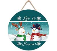 Christmas Wall Decor Let It Snow Sign Christmas Snowman Decor Merry Bright Winter Sign Wood Farmhouse Hanging Plaque for Home Front Door Porch Holiday 8x8 inch