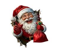 Christmas Wall Decorations Indoor, Funny Father Christmas Breaks Through The Wall Window Stickers, Door Stickers for Interior Doors (B)
