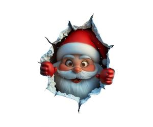 Christmas Wall Decorations Indoor, Funny Father Christmas Breaks Through The Wall Window Stickers, Door Stickers for Interior Doors (A-1)