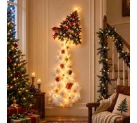 Christmas Wall Light, 50 cm Light Up Christmas Wall Decoration with Magic Trail Design Warm Glow Festive Hanging Decoration for Living Room Hallway Entrance and Party Display, Christmas Tree