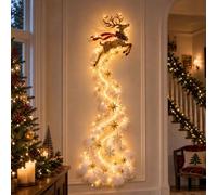Christmas Wall Light, 50 cm Light Up Christmas Wall Decoration with Magic Trail Design Warm Glow Festive Hanging Decoration for Living Room Hallway Entrance and Party Display, Reindeer