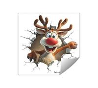 Christmas Wall Sticker Santa Breaking Through The Wall Effect Window Decals Toilet Sticker Decoration Christmas Party Kitchen Living Room Bathroom