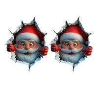 Christmas Wall Stickers | 2 Pieces 3D Santa Claus Breakthrough Wall Decals | Breaking Santa Claus Wa-ll Stickers Peel and Stick | Funny Breaking Santas Sticker for Refrigerator Room Christmas Decor